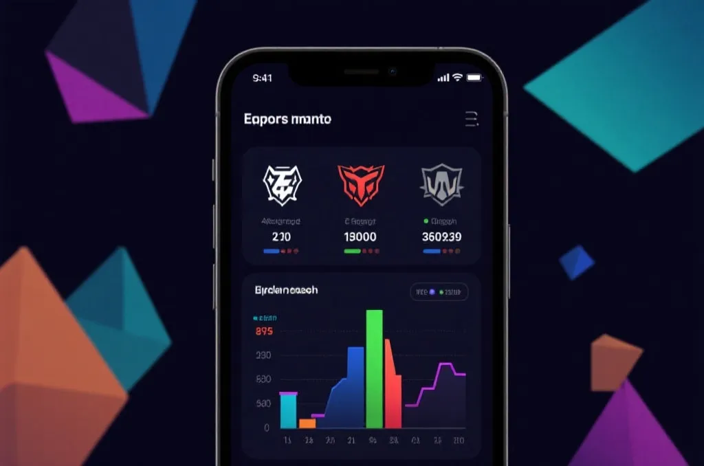 Esports statistics interface on mobile screen showing clean graphical data analytics